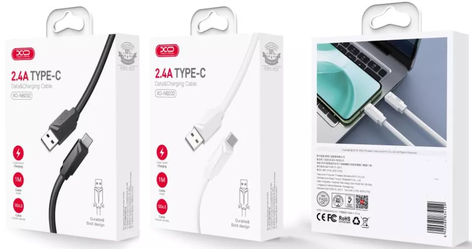 Кабель XO NB232 USB-A - Type-C 12w 2.4a 1м cable Black - фото 3