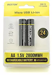 Акумулятор Beston USB-Micro AA 1800mAh 1.5V Li-Ion 2шт (2800mWh) 1.5 V