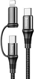 USB PD Кабель Hoco X50 Exquisito 60W 3A 2-in-1 USB Type-C - Type-C/Lightning Cable Black