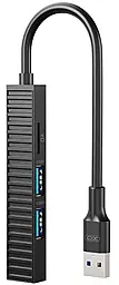 USB хаб XO HUB014A Plastic portable 4-in-1 USB3.0 Black
