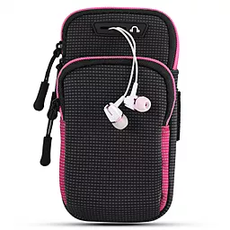 Спортивний чохол для телефону 6,5 на руку Becover BC0011 Black-Pink (705345) + органайзер для навушників