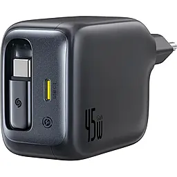 Сетевое зарядное устройство Baseus EnerCore CJ11 45w GaN PD fast charger + USB-C cable black (E0120G00) - фото Сетевое зарядное устройство Baseus EnerCore CJ11 45w GaN PD fast charger + USB-C cable black (E0120G00)
