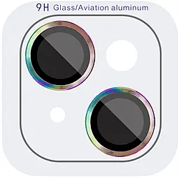 Защитное стекло Epik Metal Classic на камеру для Apple iPhone 15, iPhone 15 Plus Rainbow - фото Защитное стекло Epik Metal Classic на камеру для Apple iPhone 15, iPhone 15 Plus Rainbow