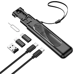 USB PD Кабель Borofone BU36 Show 60w 3a 3-in-1 USB to Type-C/Lightning/micro USB cable + Storage Case black - мініатюра 4