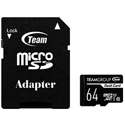 Карта памяти Team microSDXC 64GB Dash Card Class 10 UHS-I U1 + SD-адаптер (TDUSDX64GUHS03)