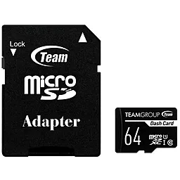 Карта пам'яті Team microSDXC 64GB Dash Card Class 10 UHS-I U1 + SD-адаптер (TDUSDX64GUHS03) - фото Карта пам'яті Team microSDXC 64GB Dash Card Class 10 UHS-I U1 + SD-адаптер (TDUSDX64GUHS03)