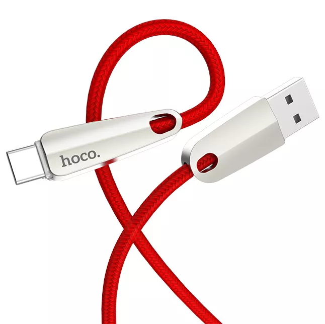 Кабель Hoco U35 Space Shuttle Smart Power Off USB-A - Type-C 12w 2.4a 1.2м cable Red - фото 3