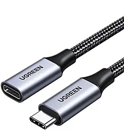 Кабель (шлейф) Ugreen USB3.1 Gen2 Type-C - Type-C M/F 0.5м серый (80810) - фото Кабель (шлейф) Ugreen USB3.1 Gen2 Type-C - Type-C M/F 0.5м серый (80810)