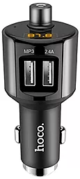 Автомобильное зарядное устройство с FM-модулятором Hoco E19 2 USB 2.4А + Bluetooth Black - миниатюра 4
