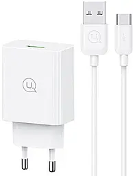 Мережевий зарядний пристрій Usams 18w QC3.0 USB-A home charger + USB-C cable white (SCXLTZ02) - фото Мережевий зарядний пристрій Usams 18w QC3.0 USB-A home charger + USB-C cable white (SCXLTZ02)