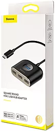 USB хаб Baseus Square Round 4 in 1 Adapter Type-C to USB3.0x1+USB2.0x3 0.17M Black (CAHUB-BY01) - миниатюра 9