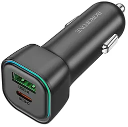 Автомобильное зарядное устройство Borofone BZ28A Trophie 30w PD USB-C/USB-A ports charger black - фото Автомобильное зарядное устройство Borofone BZ28A Trophie 30w PD USB-C/USB-A ports charger black