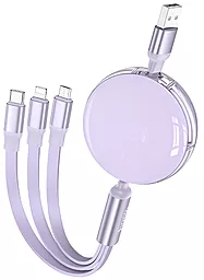 Универсальный кабель Hoco X78 3-in-1 USB-A to Type-C/Lightning/micro USB 12w 2.4a 1м сable Purple - миниатюра 2 Универсальный кабель Hoco X78 3-in-1 USB-A to Type-C/Lightning/micro USB 12w 2.4a 1м сable Purple - миниатюра 2