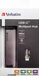 Мультипортовый USB-A хаб Verbatim Multiport Hub USB-C (49141) Silver/Black - миниатюра 3