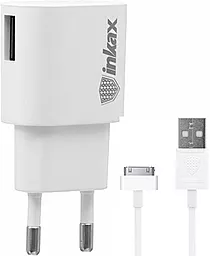 Мережевий зарядний пристрій Inkax Travel charger + iPhone4 cable 1 USB 1A White (CD-08)