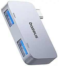 USB Type-C хаб Baseus 2-in-1 USB 3.0 silver (B0005280E811-00) - фото USB Type-C хаб Baseus 2-in-1 USB 3.0 silver (B0005280E811-00)