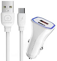 Автомобільний зарядний пристрій WUW T54 2.4a USB-C/USB-A ports charger + USB-C cable white - фото Автомобільний зарядний пристрій WUW T54 2.4a USB-C/USB-A ports charger + USB-C cable white
