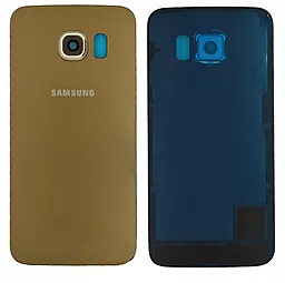 Задняя крышка корпуса Samsung Galaxy S6 Edge G925F со стеклом камеры Original Gold Platinum - фото Задняя крышка корпуса Samsung Galaxy S6 Edge G925F со стеклом камеры Original Gold Platinum