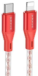 USB PD Кабель Borofone BX96 Ice Crystal Silicone 27W 3A USB Type-C - Lightning Cable Red