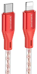 Кабель Borofone BX96 Ice Crystal Silicone USB Type-C - Lightning 27w 3a 1м PD сable Red - фото Кабель Borofone BX96 Ice Crystal Silicone USB Type-C - Lightning 27w 3a 1м PD сable Red