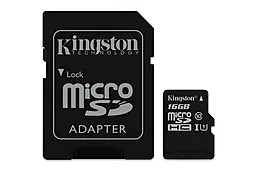 Карта памяти Kingston microSDHC 16GB Class 10 UHS-I U1 + SD-адаптер (SDC10G2/16GB)