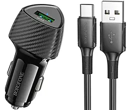 Автомобільний зарядний пристрій Borofone BZ31 Solid 18w QC USB-A port car charger + USB-C cable black - фото Автомобільний зарядний пристрій Borofone BZ31 Solid 18w QC USB-A port car charger + USB-C cable black