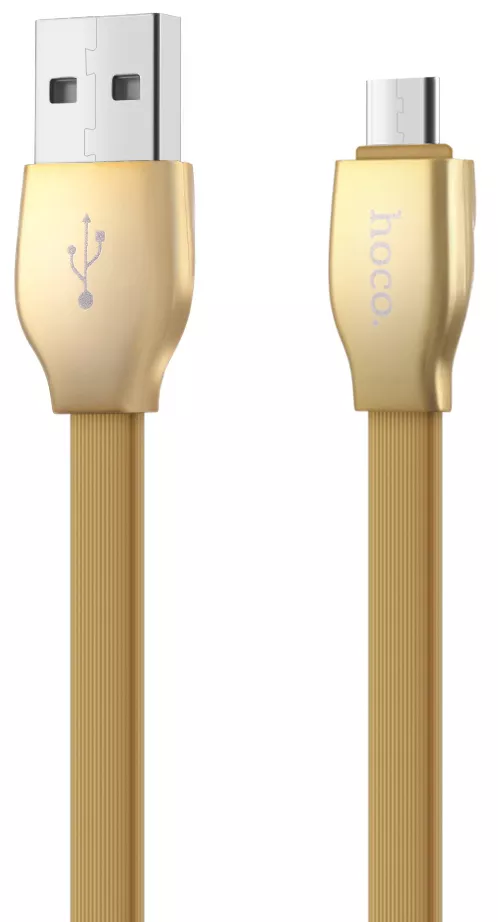 Кабель Hoco U14 Steel man USB-A - Type-C 12w 2.4a 1.2м cable Gold - фото 2