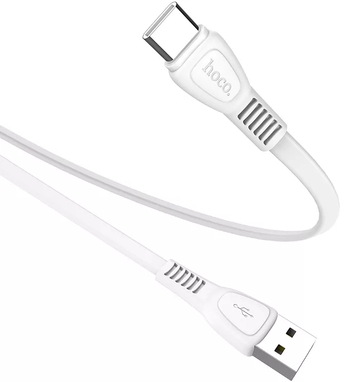 Кабель Hoco X40 Flat Noah TPE USB-A - Type-C 15w 3a 1м cable White - фото 2