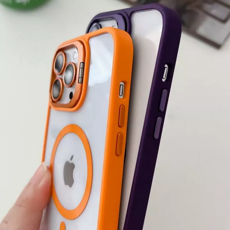 Чехол 1TOUCH Bracket Clear Camera Lens with MagSafe для Apple iPhone 14 Orange - фото 4