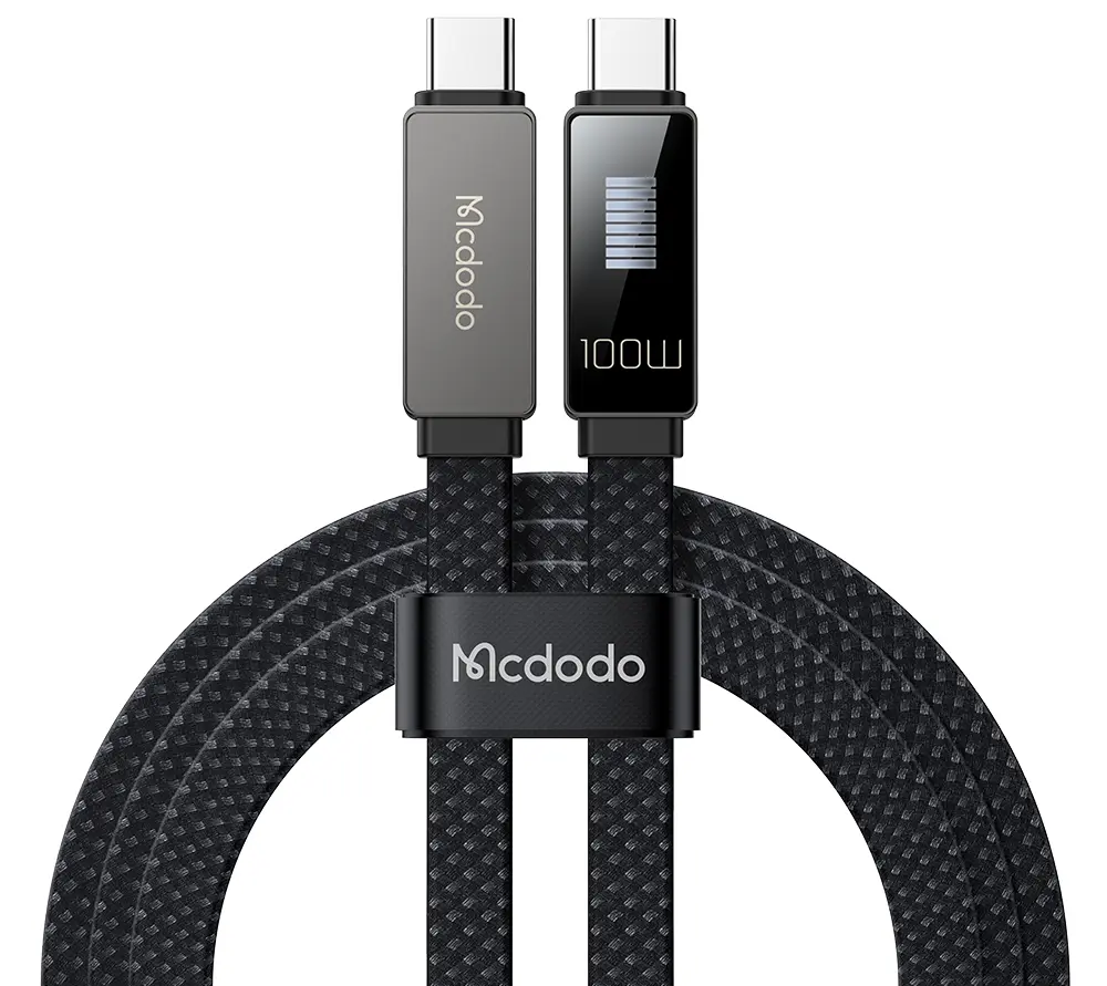Кабель McDodo LED Display USB Type-C - Type-C 100w 5a 1.2м PD cable Black (CA-4470) - фото 1