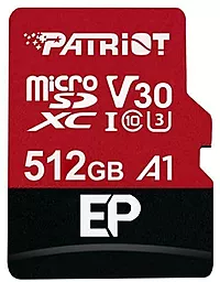 Карта памяти Patriot microSDXC 512GB EP Series Class 10 UHS-I U3 V30 A1 + SD-адаптер (PEF512GEP31MCX) - миниатюра 2