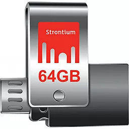 Флешка Strontium Flash 64GB Nitro Plus Silver OTG USB 3.0 (SR64GSLOTG1Z)