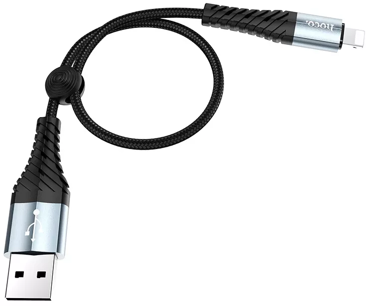 Кабель Hoco X38 Cool USB-A - Lightning 12w 2.4a 0.25м cable Black - фото 2