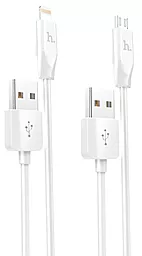 Кабель USB Hoco X1 Rapid 2-in-1 USB to Lightning/micro USB cable white