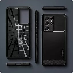 Чохол Spigen Rugged Armor для Samsung Galaxy S21 Ultra Black (ACS02349) - мініатюра 2
