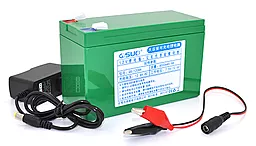 Аккумуляторная батарея QiSuo 12V 8Ah с элементами Li-ion 18650 + зарядное устройство 12,6V 1Ah + крокодилы (QS-1208ACH)