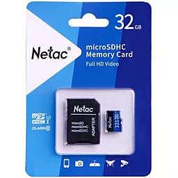 Карта памяти Netac microSDHC 32GB Class 10 UHS-I U1 + SD-адаптер (NT02P500STN-032G-R)