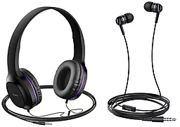 Навушники Hoco W24 Enlighten Black/Purple - мініатюра 2