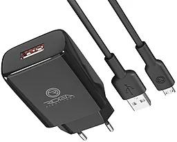 Сетевое зарядное устройство Ridea RW-11111 Element 10.5W 2.1A USB-A + microUSB cable Black