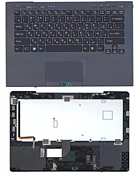 Клавіатура для ноутбуку Sony Vaio VPC-SB з топ панеллю for fingerprint reader чорна
