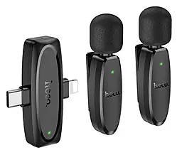 Петличный микрофон Hoco L15 Dual-mic iP/Type-C - фото Петличный микрофон Hoco L15 Dual-mic iP/Type-C