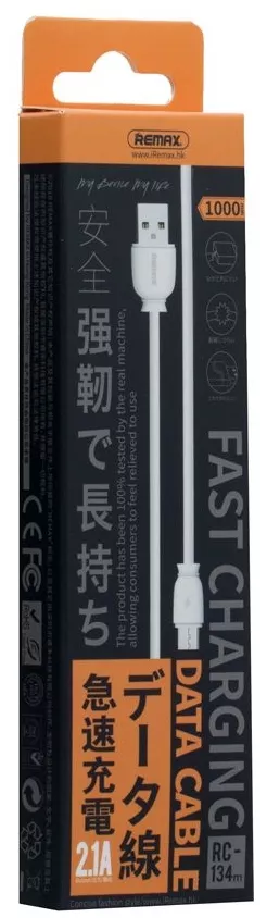Кабель Remax Fast USB-A - micro USB 12w 2.4a 1м cable White (RC-134m) - фото 2