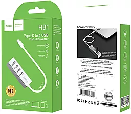 USB Type-C хаб Hoco HB1 Hub USB-C -> 4xUSB 2.0 Silver - миниатюра 4