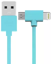 Кабель USB WK WDC-008 Axe 10w 2.1a 2-in-1 USB to micro/Lightning cable blue