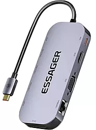 Мультипортовый USB Type-C хаб Essager Maple Harp 11-in-1 gray (EHB11-FQ0G-Z) - фото Мультипортовый USB Type-C хаб Essager Maple Harp 11-in-1 gray (EHB11-FQ0G-Z)