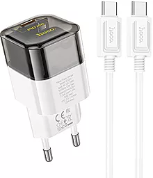 Мережевий зарядний пристрій Hoco C125A 20w PD USB-C fast charger + USB-C to USB-C cable black
