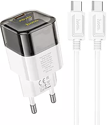 Сетевое зарядное устройство Hoco C125A 20w PD USB-C fast charger + USB-C to USB-C cable black - фото Сетевое зарядное устройство Hoco C125A 20w PD USB-C fast charger + USB-C to USB-C cable black