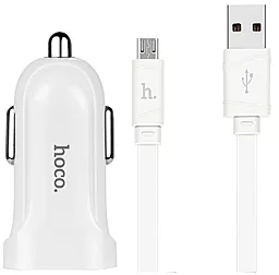 Автомобільний зарядний пристрій Hoco Z2 1.5a car charger + micro USB cable white