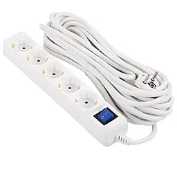 Мережевий фільтр (подовжувач) 2E 3500w 16a 5 розеток 10м з вимикачем білий (2E-U05ES15M10WH)