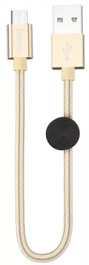 Кабель Hoco X35 Premium USB-A - micro USB 12w 2.4a 0.25м cable Gold - фото 1